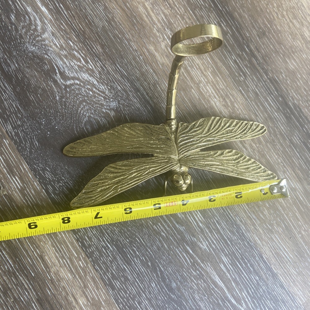 Vintage Style Solid Brass Dragonfly Front Door Knocker Bent Tail Design 8x4"