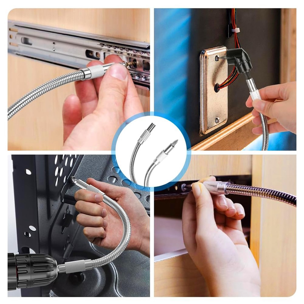 17Pcs Flexible Drill Bit Extension Kit + 3 Rotatable Socket Adapters