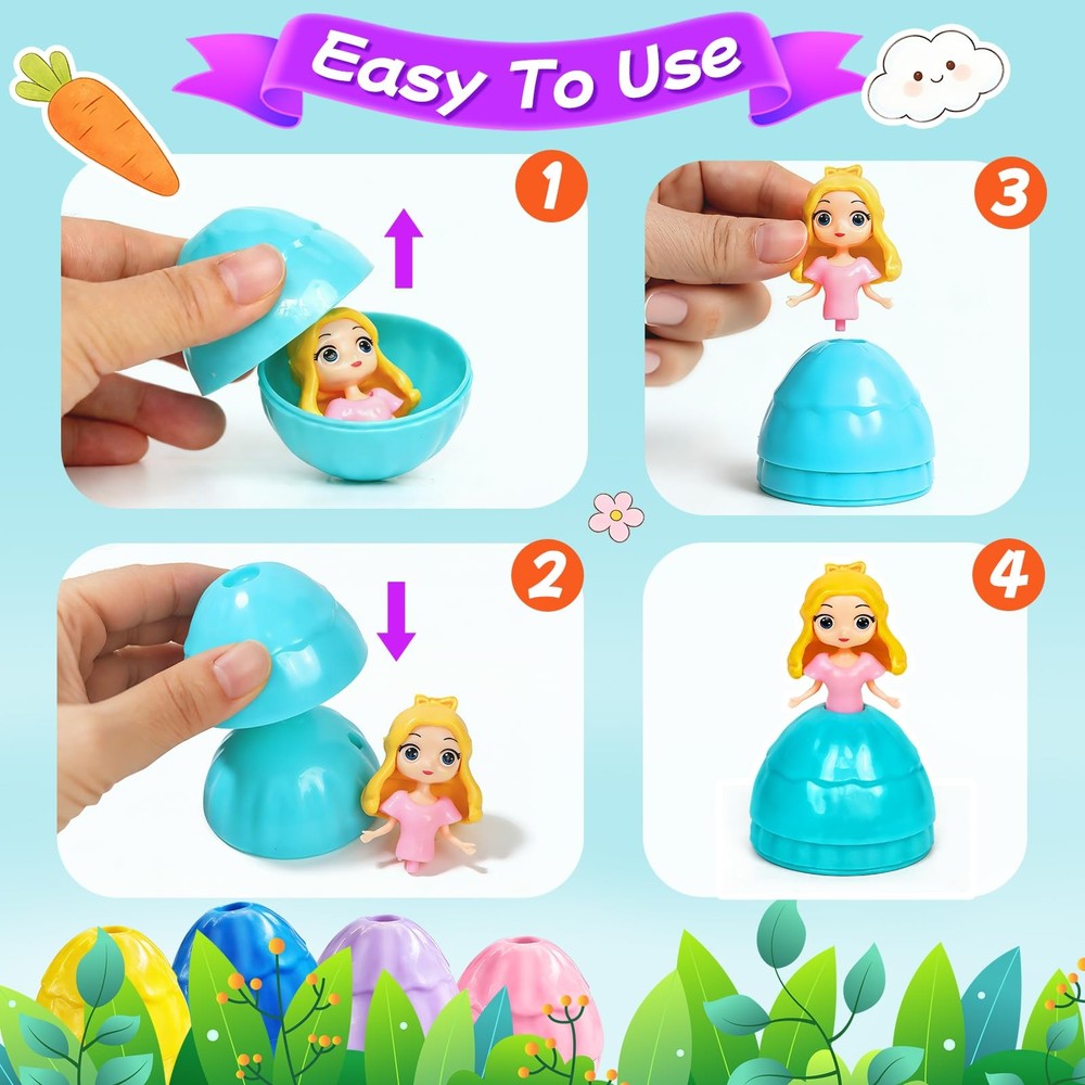 12 PCS Princess Prefilled Easter Eggs Easter Basket Stuffer Hunting Egg for K...