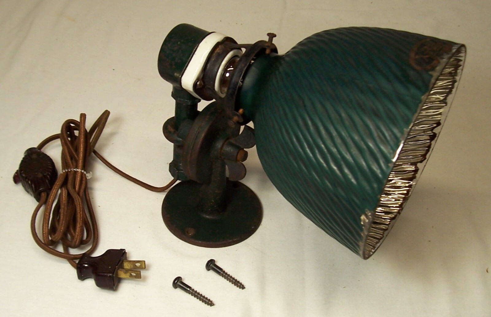 Antique Curtis X-ray Shade Light Fixture Vtg Cast Art Porcelain Chicago USA #G2