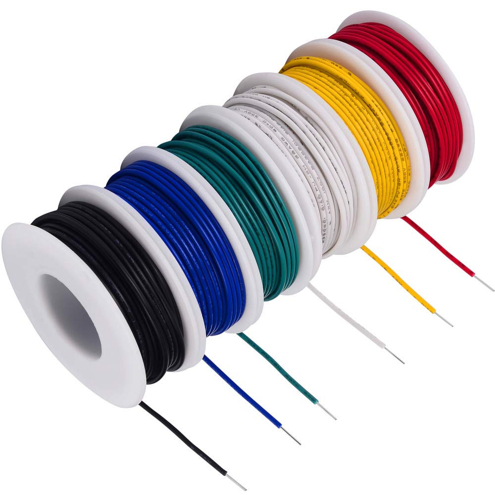 TUOFENG 20 AWG Wire Solid Core Hookup Wire Kit with 6 Different Colored Tinned C