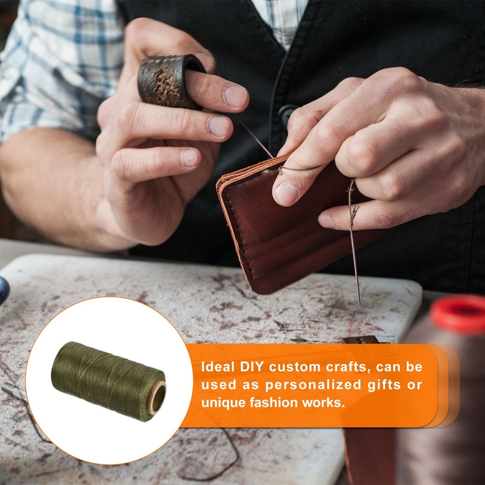 284 Yard 0.8mm 150D Flat Waxed Thread Polyester, Dark Green