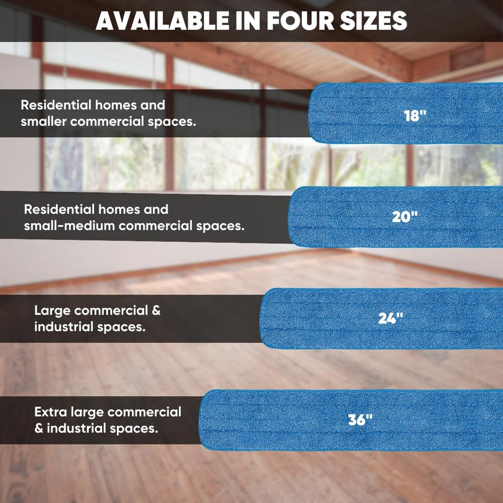 18 Inch Microfiber Mop Pads - Machine Washable, Reusable, Refills & Replacement