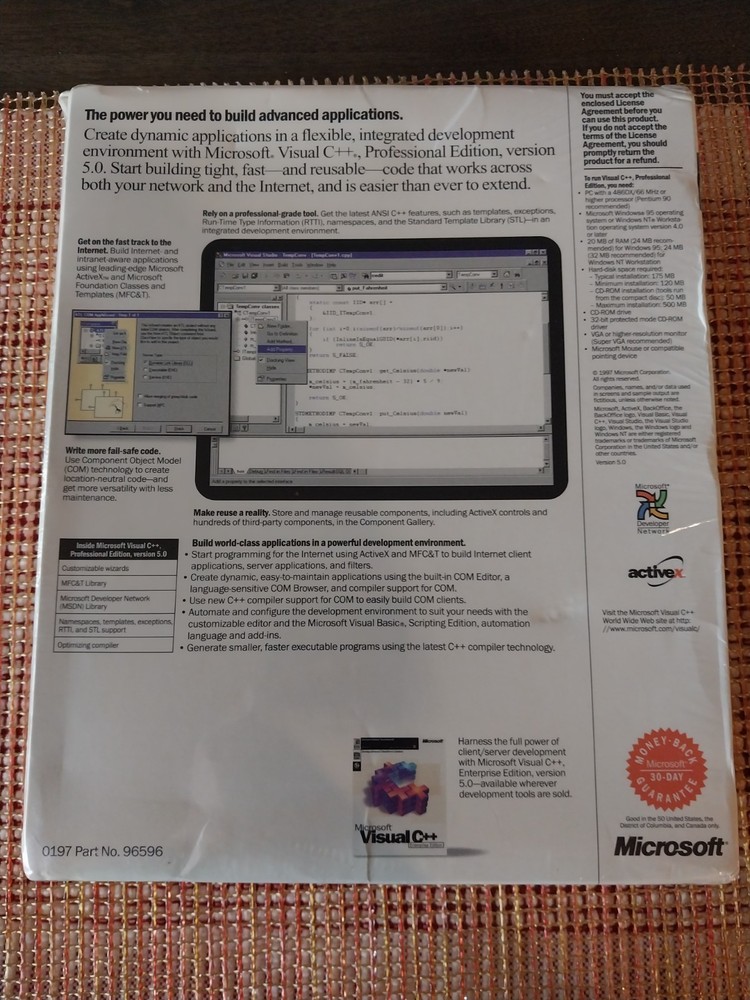 Microsoft Visual C++ 5.0 Professional Edition 1997 NEW, Factory Sealed