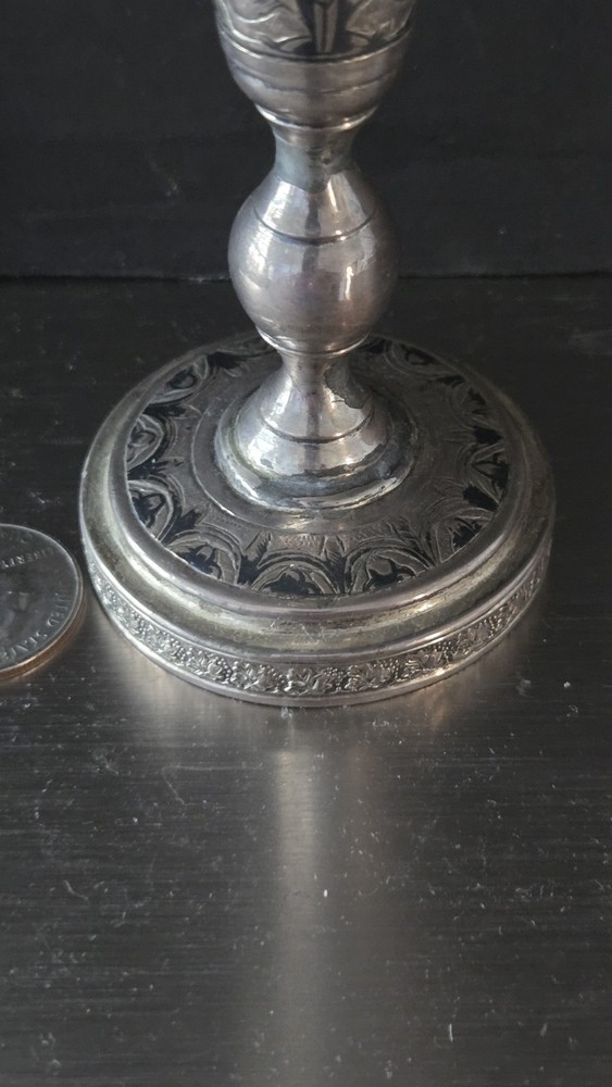 Large Russian Silver Niello Flute Cup