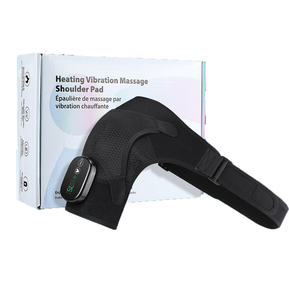 Heated Vibration Shoulder Massager Rotator Cuff Support Brace Compression Wrap
