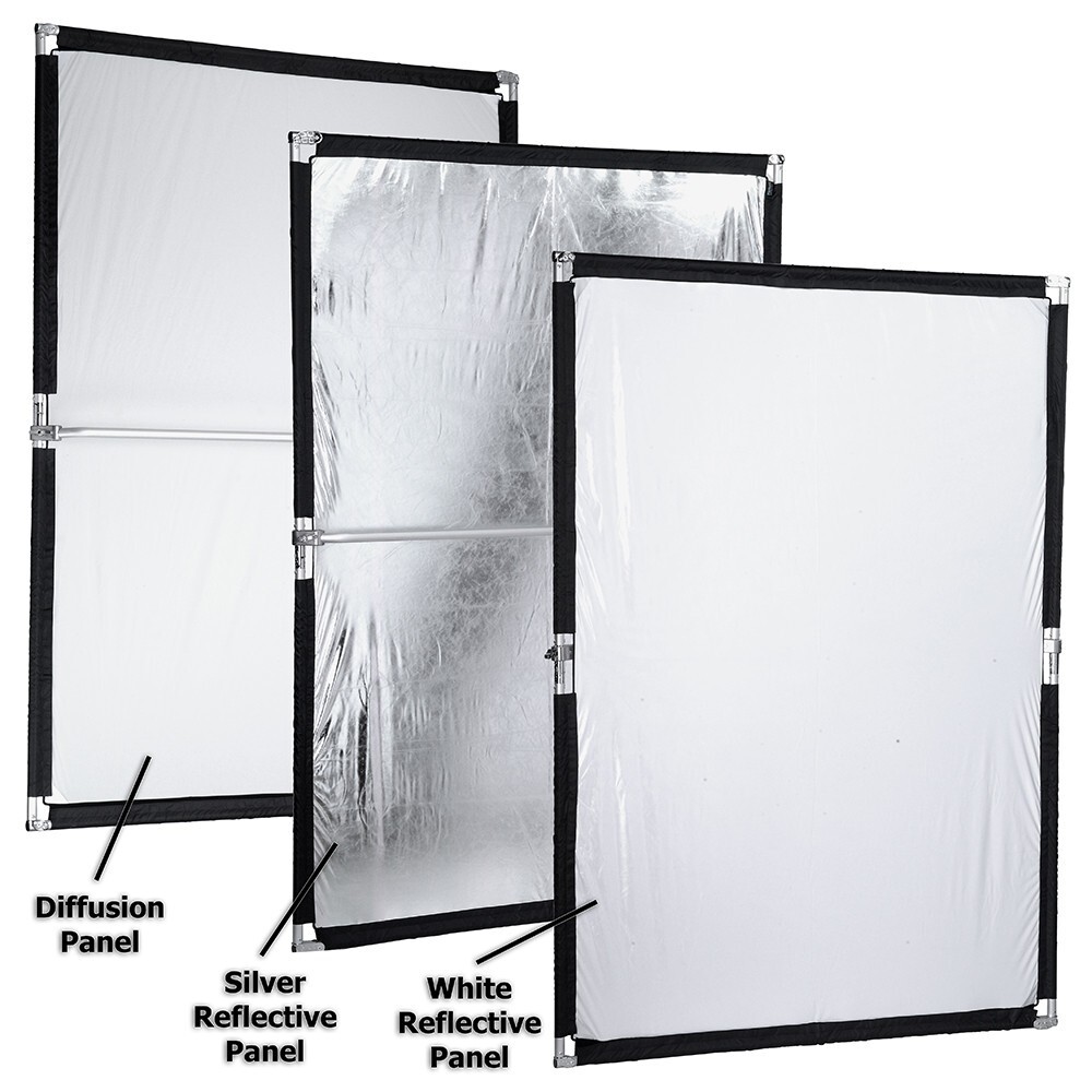 Sun Scrim Panel 100x150cm - Collapsible Frame w/ Diffusion & Silver/White Cover