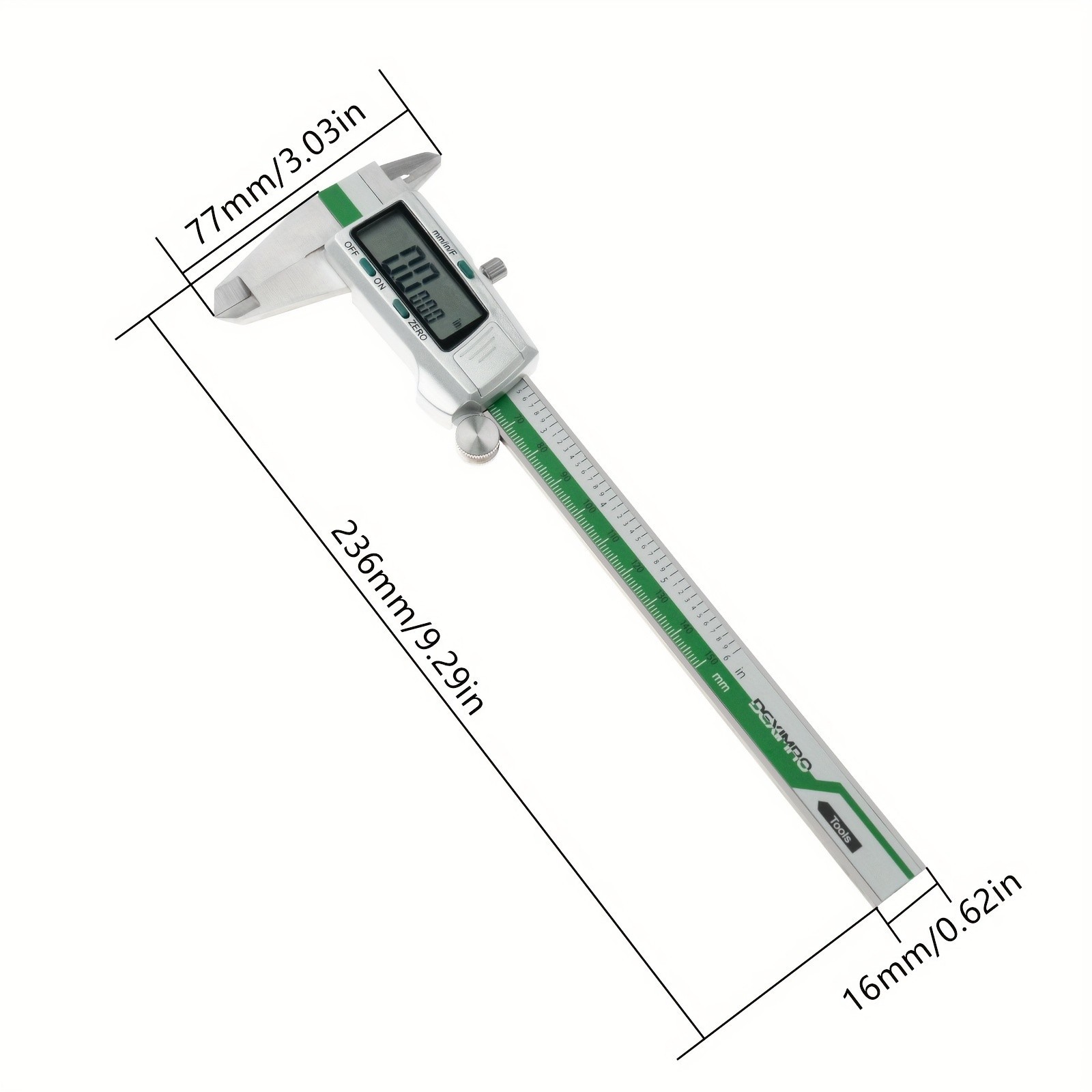 Digital Caliper - Stainless Steel LCD Display for Precise mm/Inch Measurement