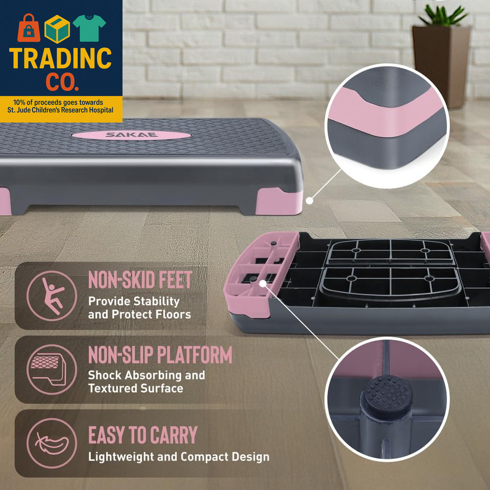 Adjustable Height Aerobic Stepper Set, Multiple Bundle Options with Dumbbells, K