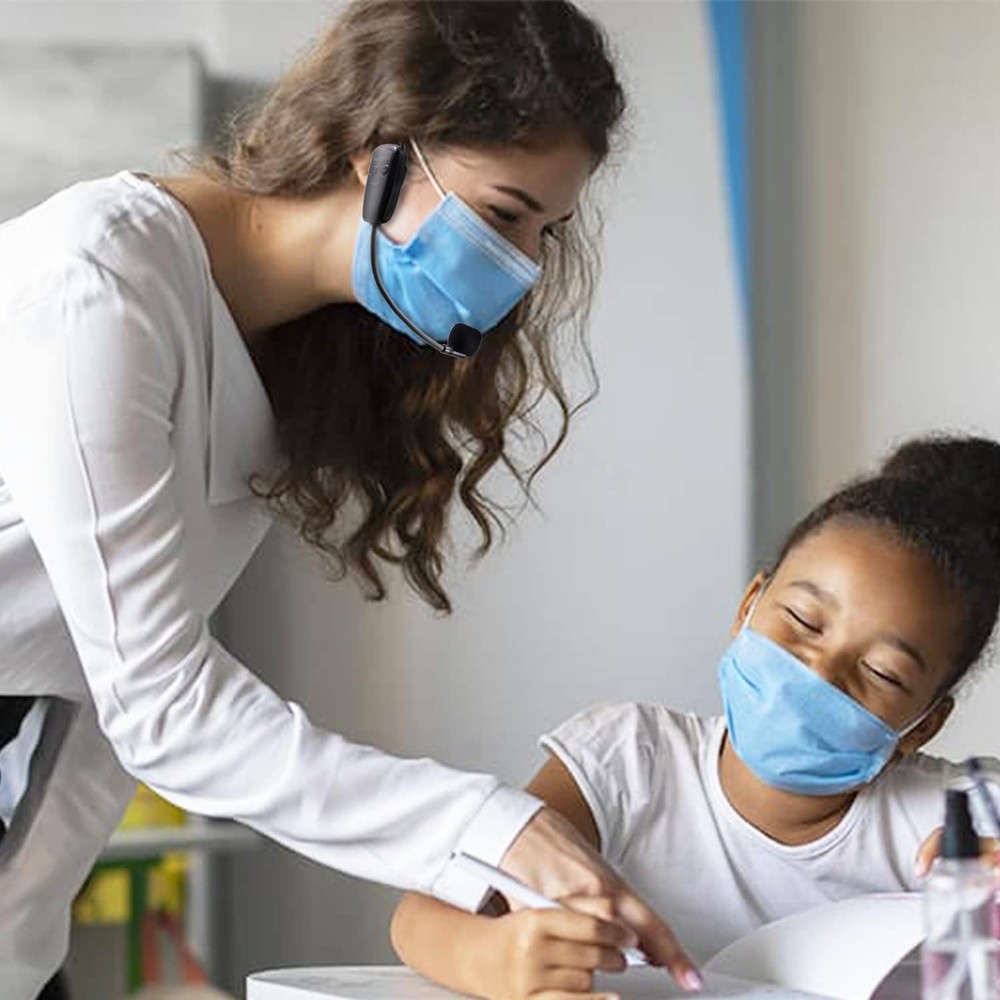 Bietrun Wireless Microphone Headset, UHF Headset Mic Small, Black A