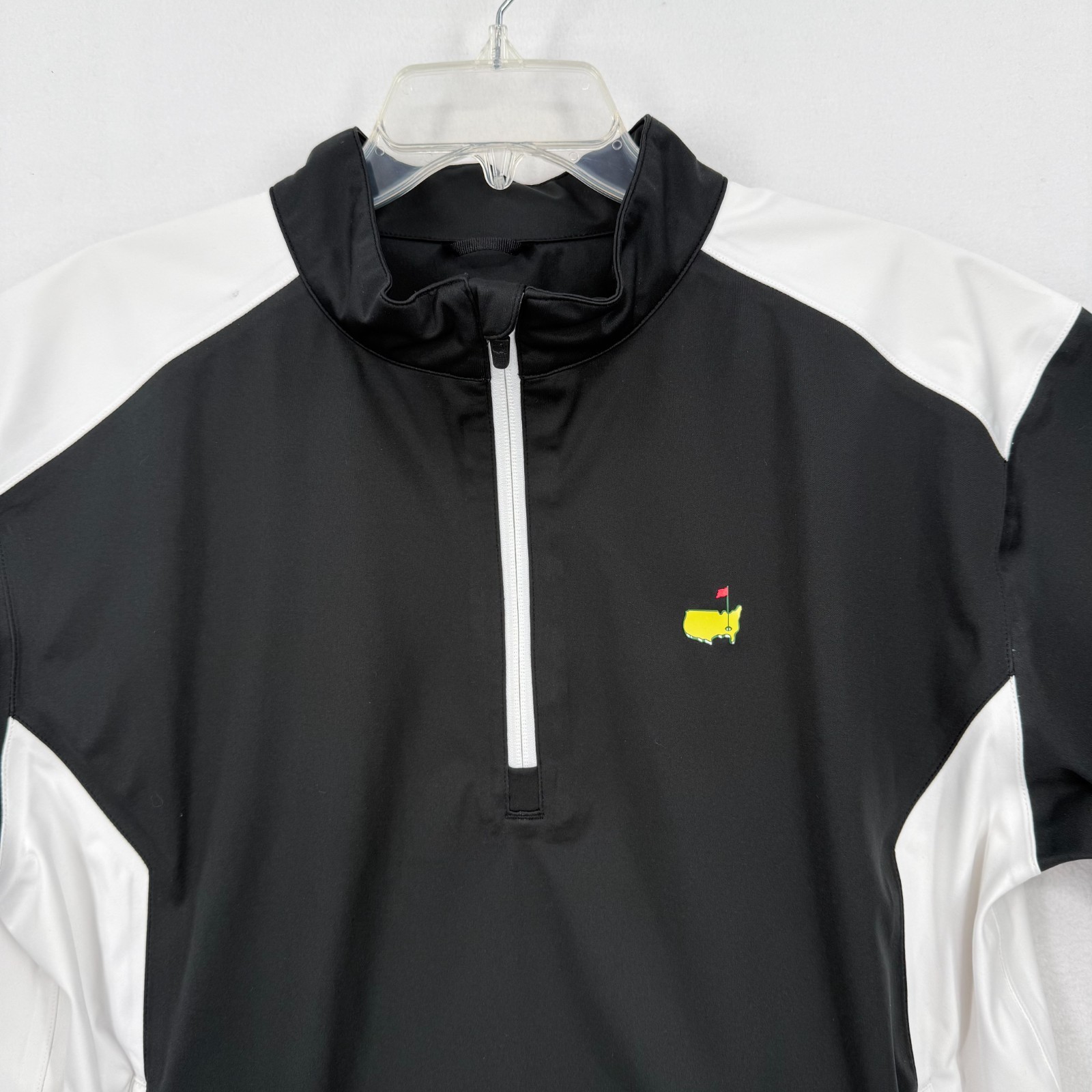 Masters Tech Men’s Small Golf Quarter Zip Pullover Black White Augusta Logo