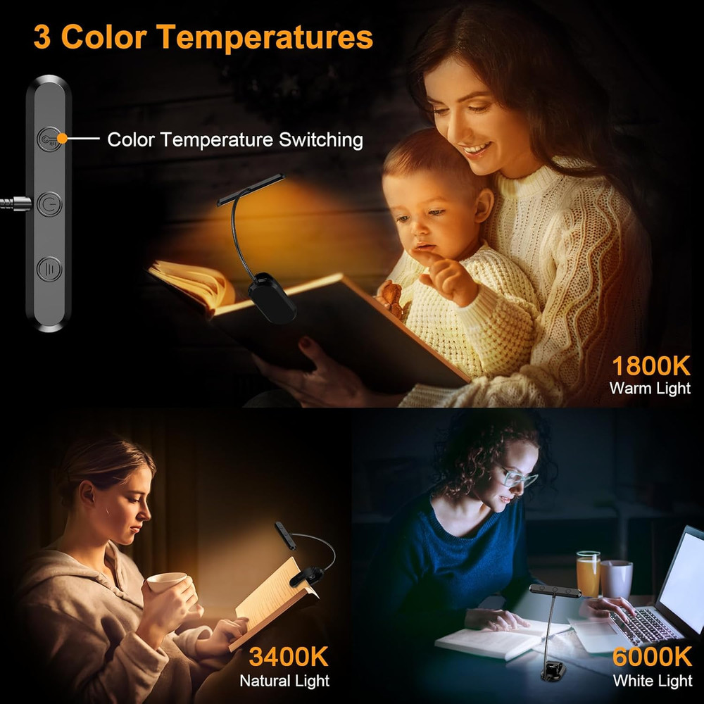 Rechargeable Book Light for Reading in Bed with 19 LED &Memory Function-Eye C...