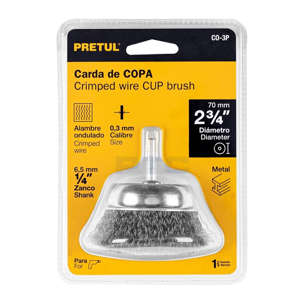 Pretul CO-3P Cup Brush 2-3/4" Coarse Drill Wire