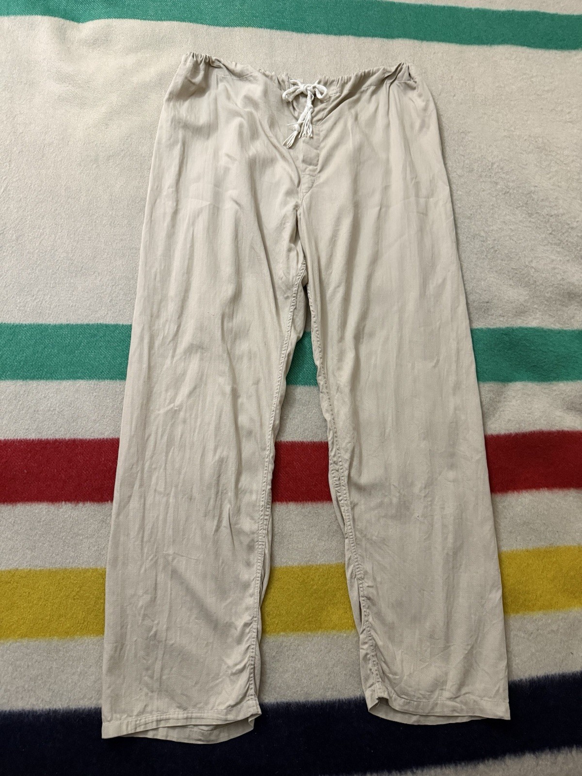 True Vintage 30s 40s WW2 HBT Herringbone Twill Lounge Pants 34 Waist Adjustable