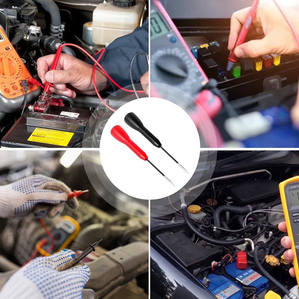 2pcs Car Multimeter Test Probe Pins Wire Piercing Needle Tip For Socket Plug