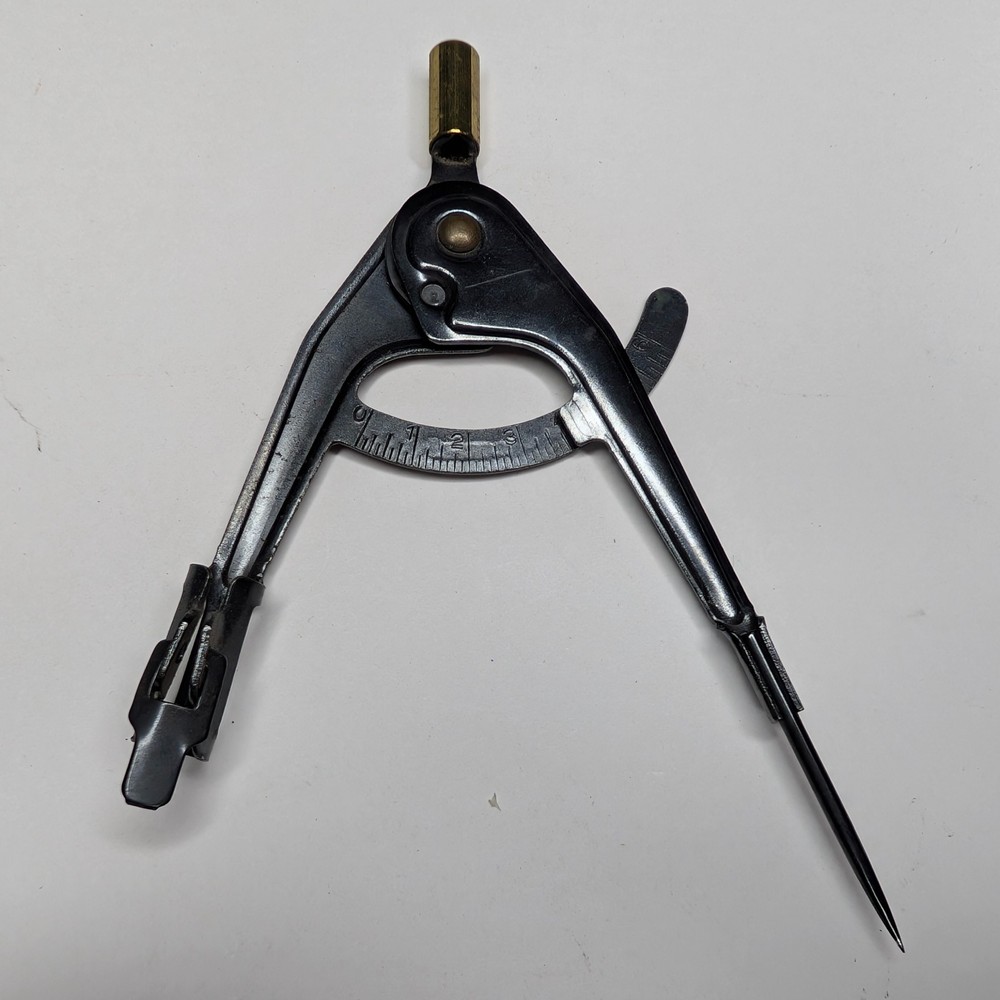 Vtg Black Drafting Compass Divider Architect Engineering Tool Patent 2080917