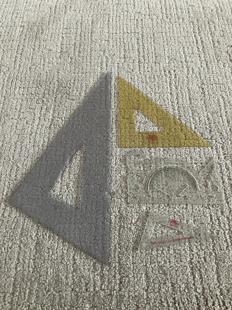 LOT OF 4 VTG PLASTIC DRAFTING DRAWING TOOLS TRIANGLES STERLING POST ECLIPSE ROSS