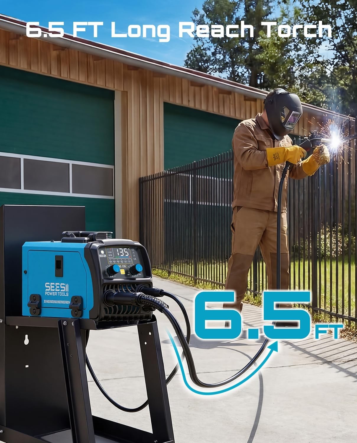 Seesii 135A MIG Welder -3-in-1 Gasless Flux Core/Lift TIG/Stick Welding Machine