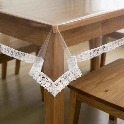 2 Pack 86 x 54 Inch Clear Vinyl Table Cover Protector Waterproof Plastic