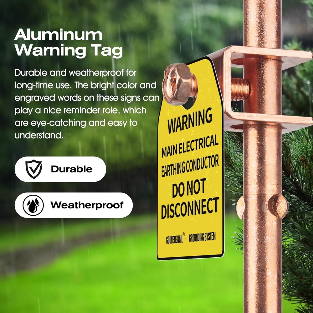4FT Grounding Rod with Warning Tags, Portable Electrical Copper Grounding Rod...