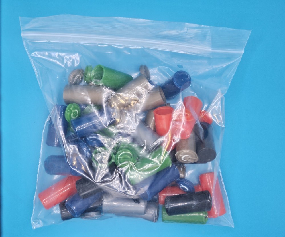 25 Pcs , Empty Small Bottles with Multicolor Pop Top Caps