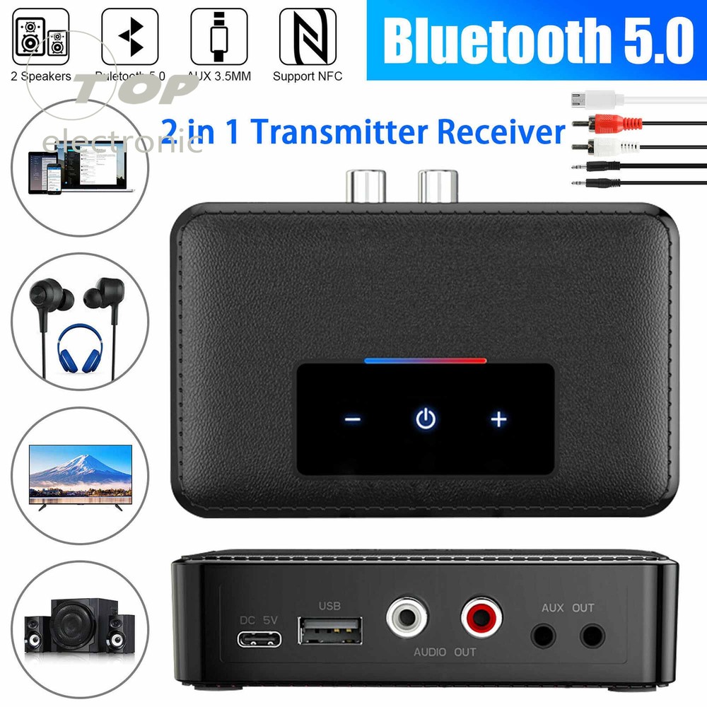 Bluetooth 5.0 RCA Audio Receiver Transmitter 3.5mm AUX NFC Wireless Adapter