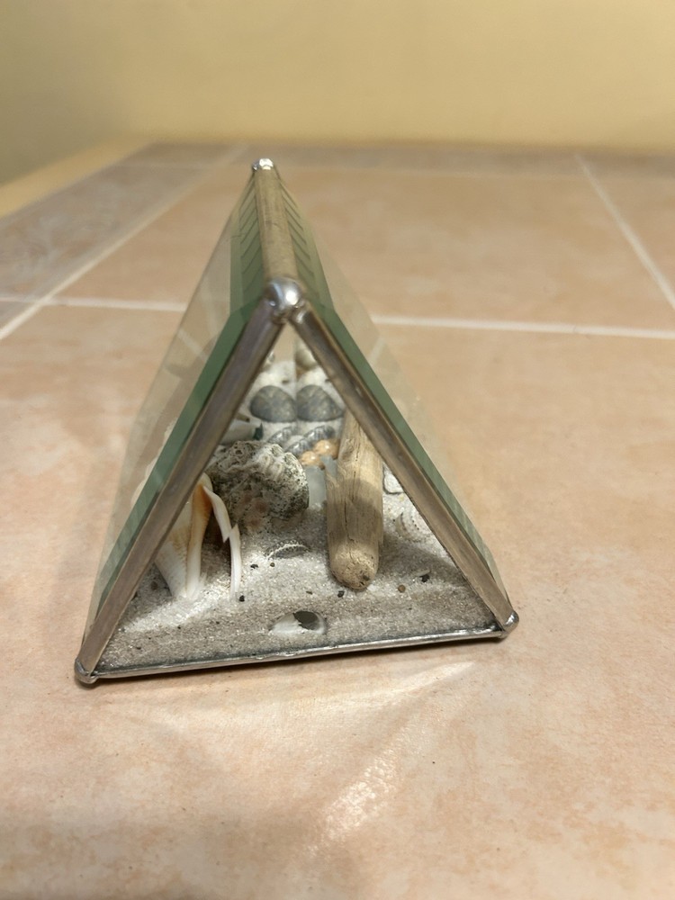 Ocean Sea shells Looking Glass Display Triangle