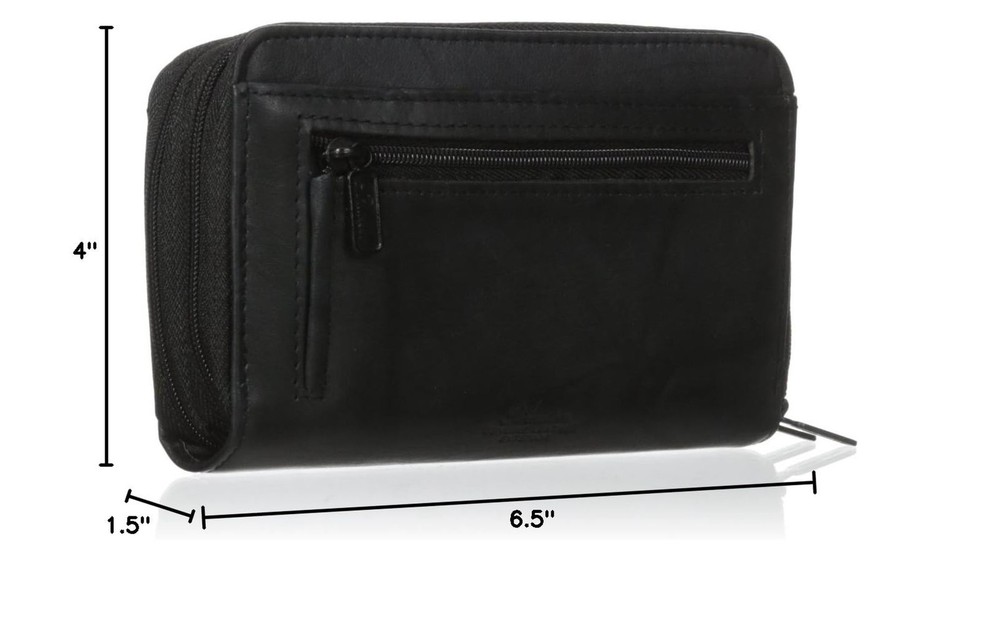 Buxton Heiress Double Zip Organizer Wallet Black
