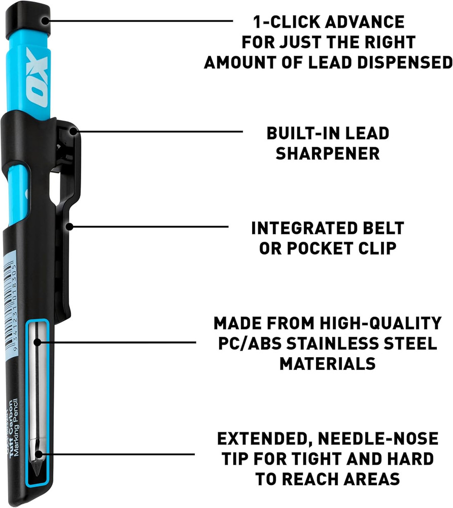 OX Tools Carpenter Pencils Mechanical Set – Heavy Duty Construction Pencil with