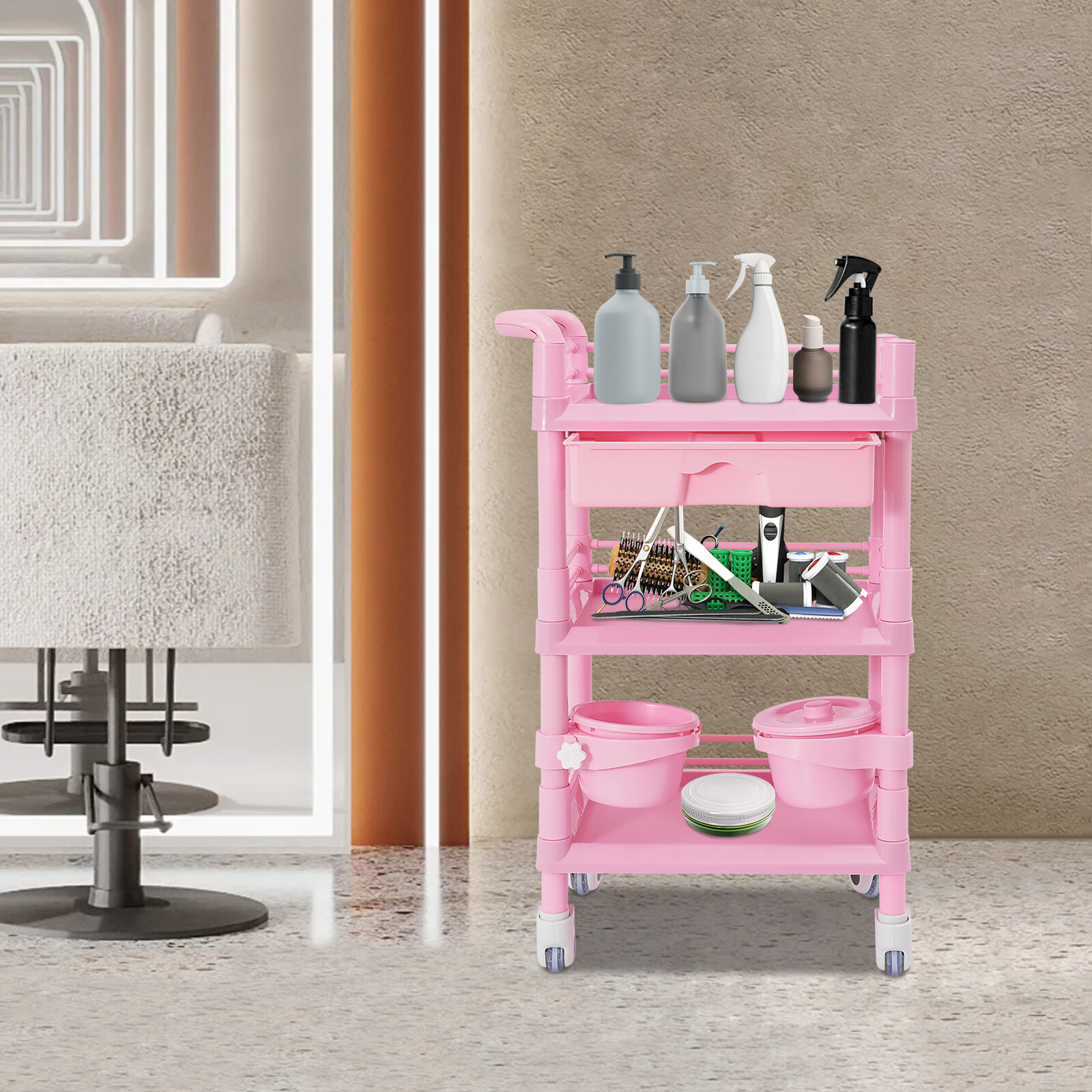 80kg/176.37lbs Movable Salon Storage Cart Beauty Organizer Mobile Storage Cart