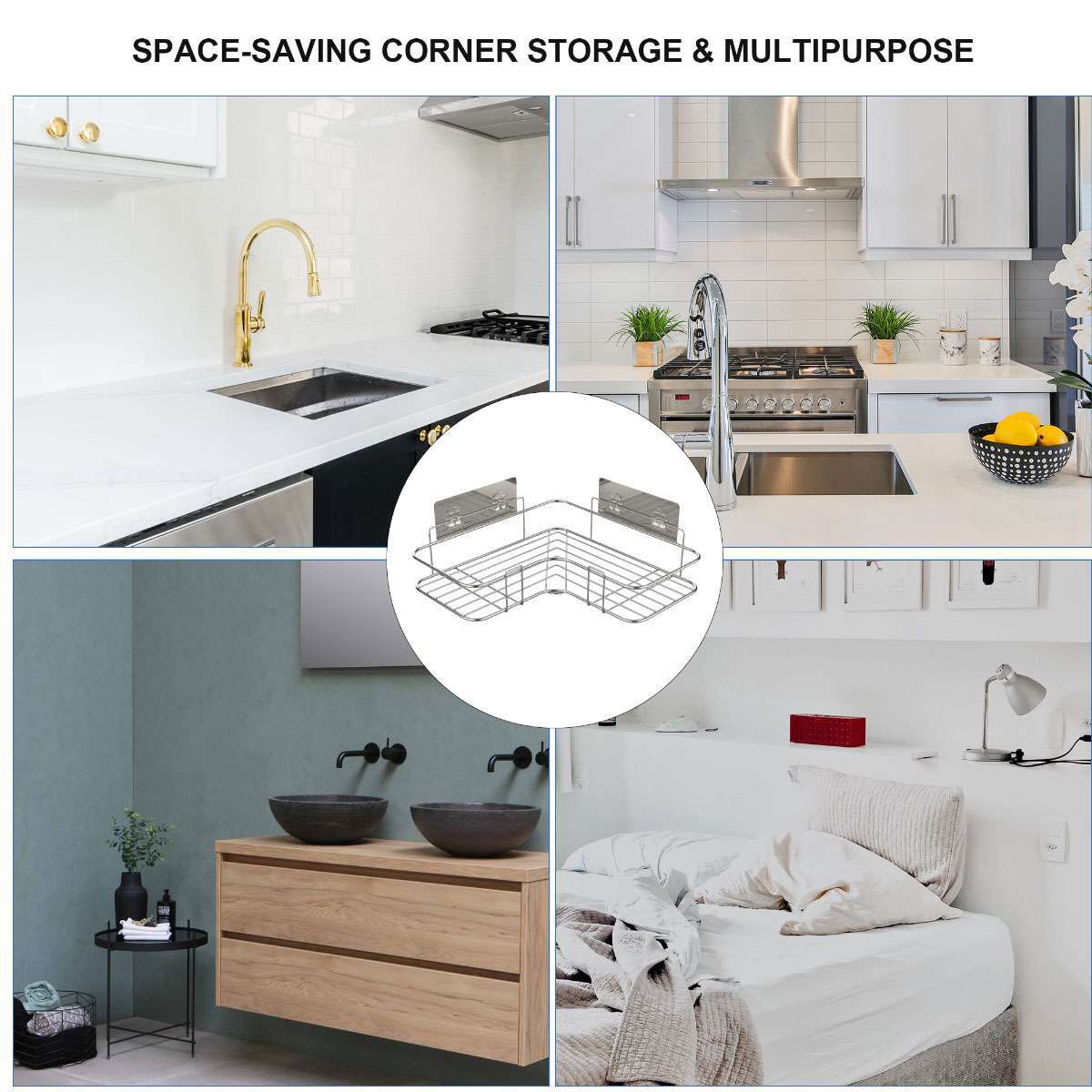 Shower Caddy Shelf Bathroom Corner Bath Storage Holder Organizer Triangular Rack