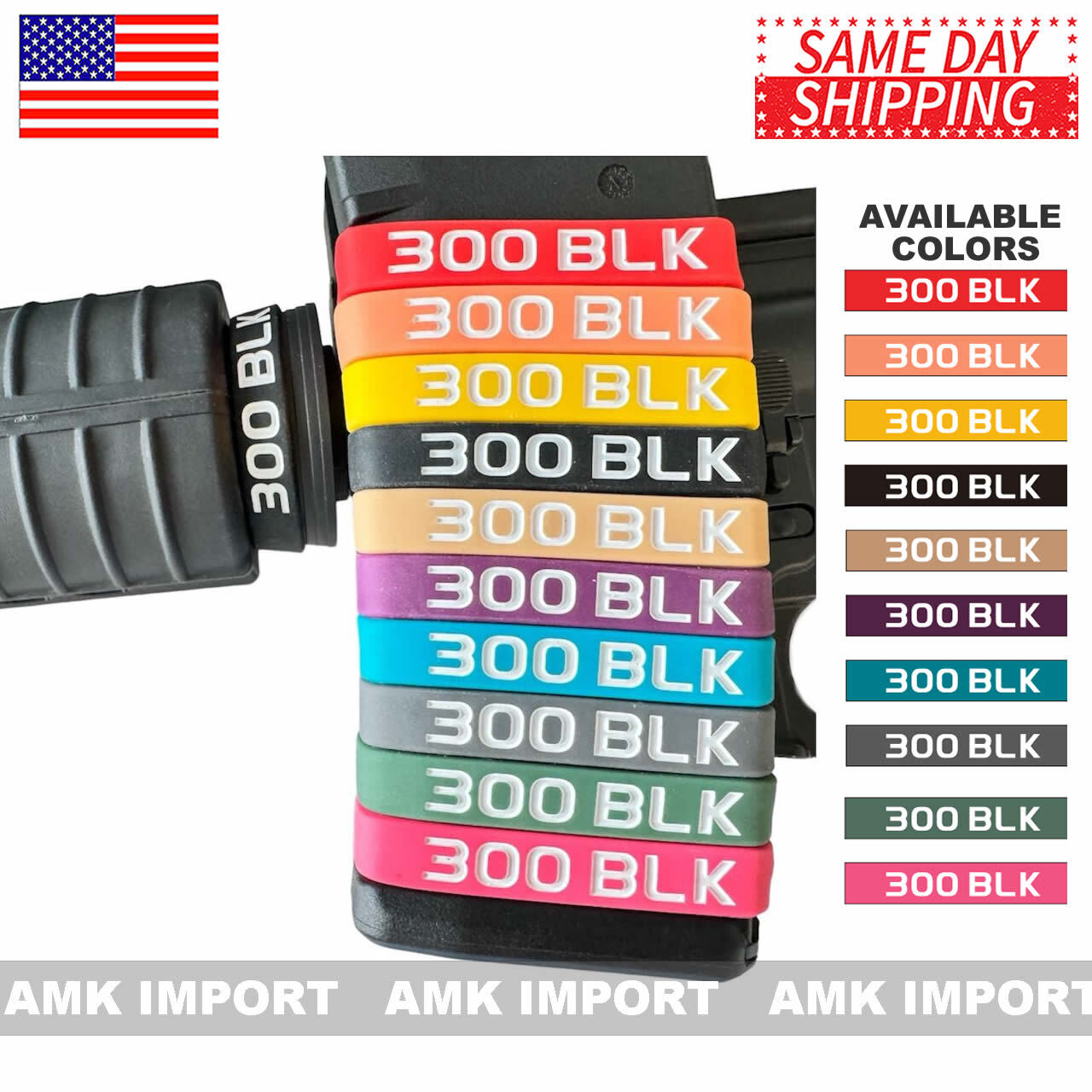 300 BLK Blackout Magazine ID Marking Bands /Upper Receiver AAC Mag Silicone Band