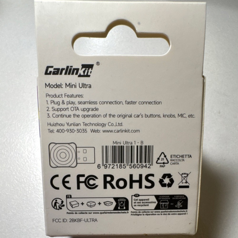 Wireless Apple CarPlay Adapter Android Auto Dongle Mini Fast Plug & Play USB