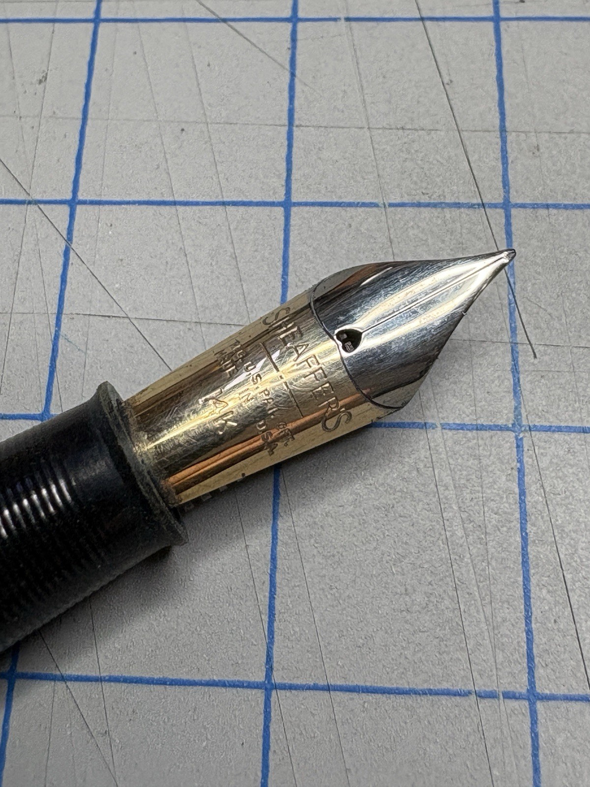 WA Sheaffer White Dot Black Vacuum Fill Fountain Pen 14K Nib Vintage- HUMBLE OIL