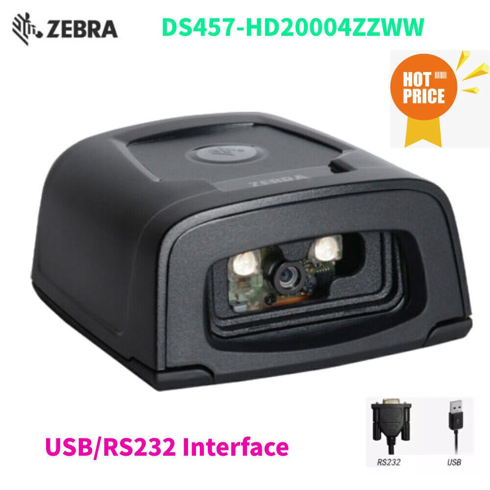 Zebra DS457-HD20004ZZWW 1D/2D RS232/USB Fixed Mount Reader Barcode Scanner US