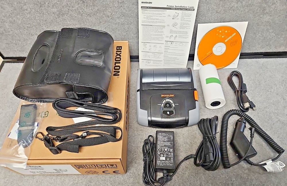 BIXOLON SPP-R400 Mobile Cordless Receipt Ticket etc Printer & Case Strap Paper +