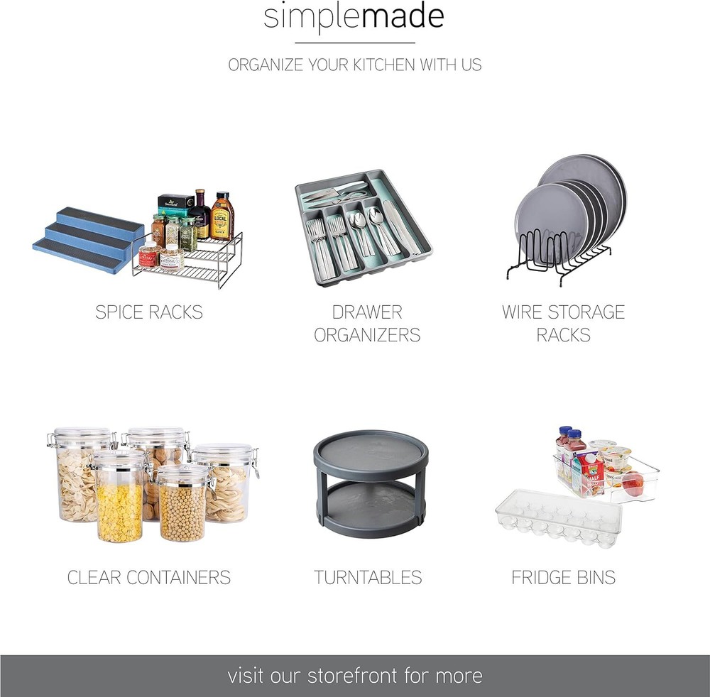 SIMPLEMADE Clear Refrigerator Organizer Bins with Lids - Stackable 3