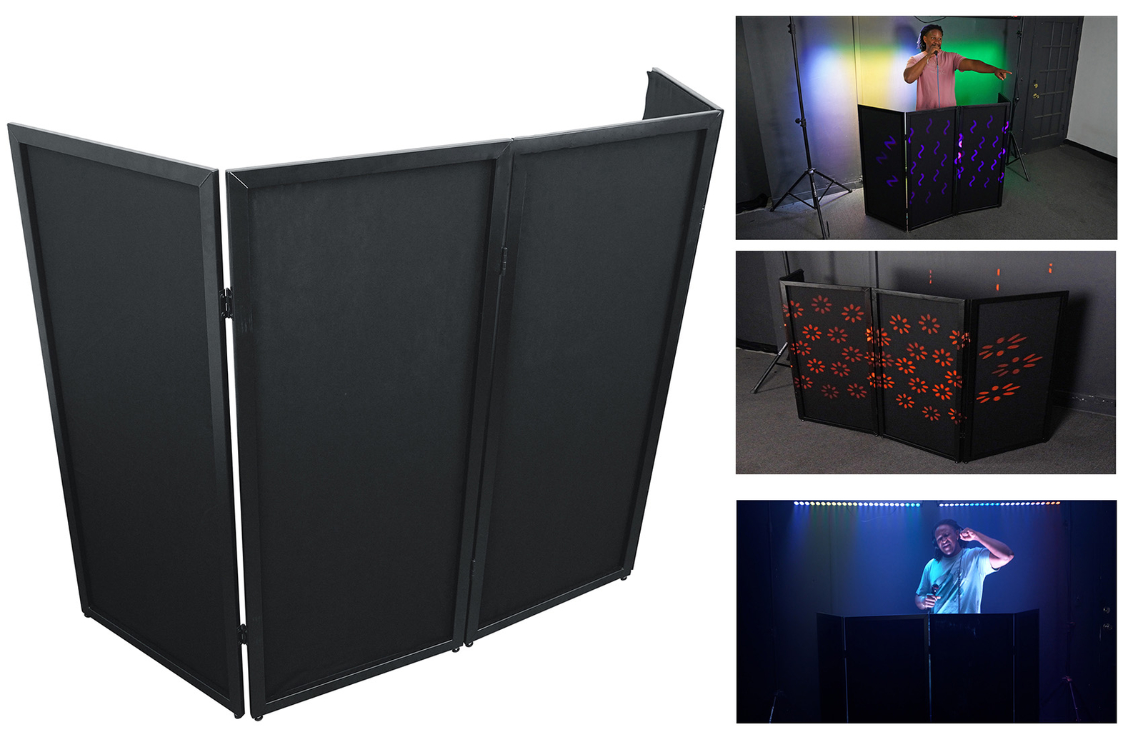 Rockville RFSSB Black DJ Event Facade 80" x 44" Steel Frame Booth+Travel+Scrim