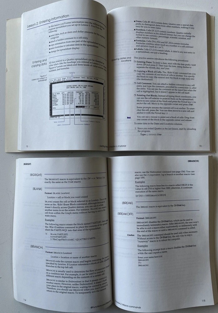 QUATTRO PRO* GETTING STARTED - FUNCTIONS AND MACROS* Superior Spreadsheet Power