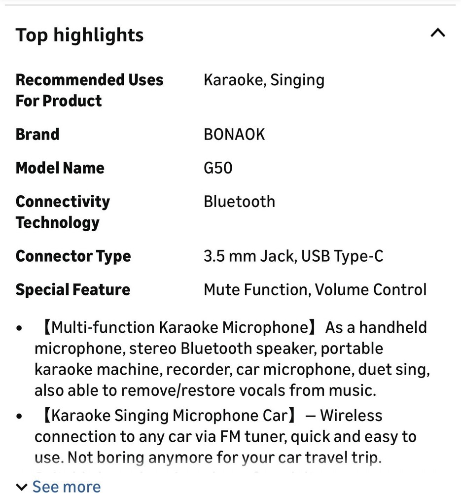 BONAOK Professional Wireless Bluetooth Karaoke Microphone with Case