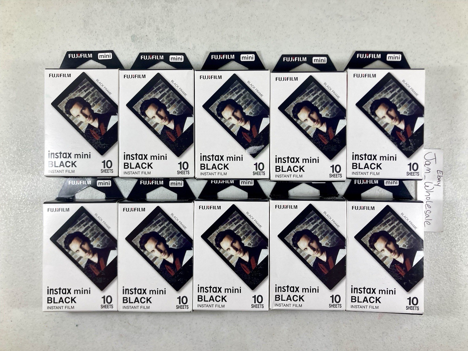 (LOT OF 10) Fujifilm INSTAX MINI Black Instant Film 10 Exposures Each NEW SEALED