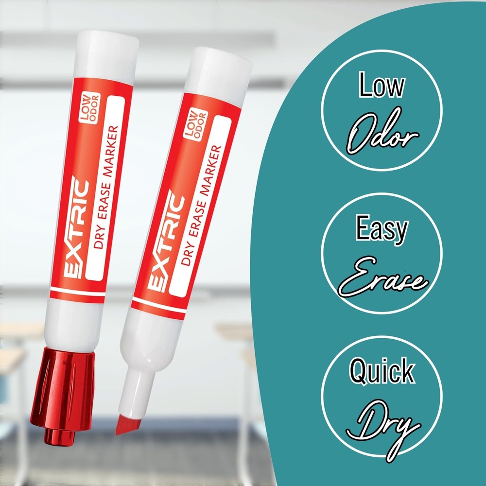 Red Dry Erase Markers, 12 Count Whiteboard Markers Chisel Tip, White Board Ma...