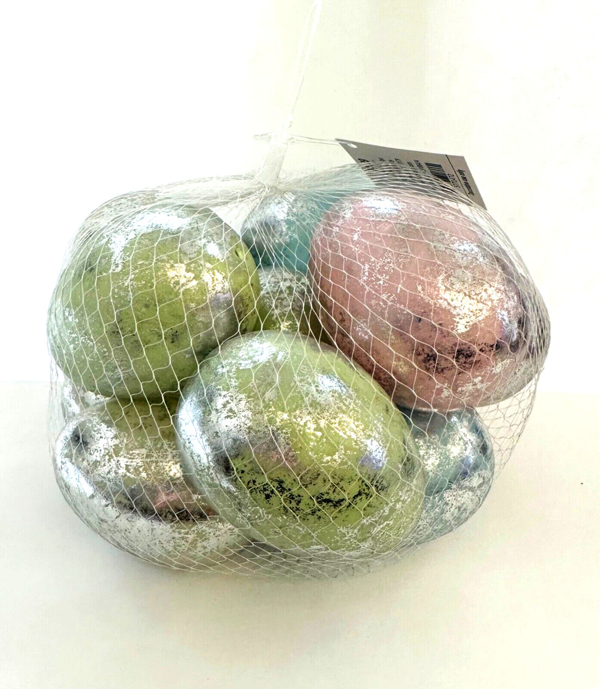 12 Pastel Silver Marbleized Plastic Easter Egg Vase Filler Spring Home Decor