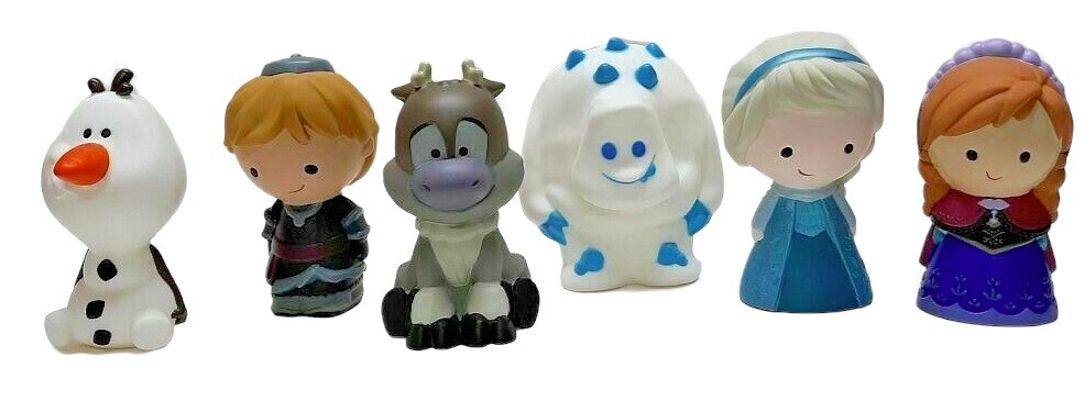 Disney Frozen 6 pc Bath Toys w/Case: Elsa * Anna *Olaf*Sven*Kristof*Marshmallow*