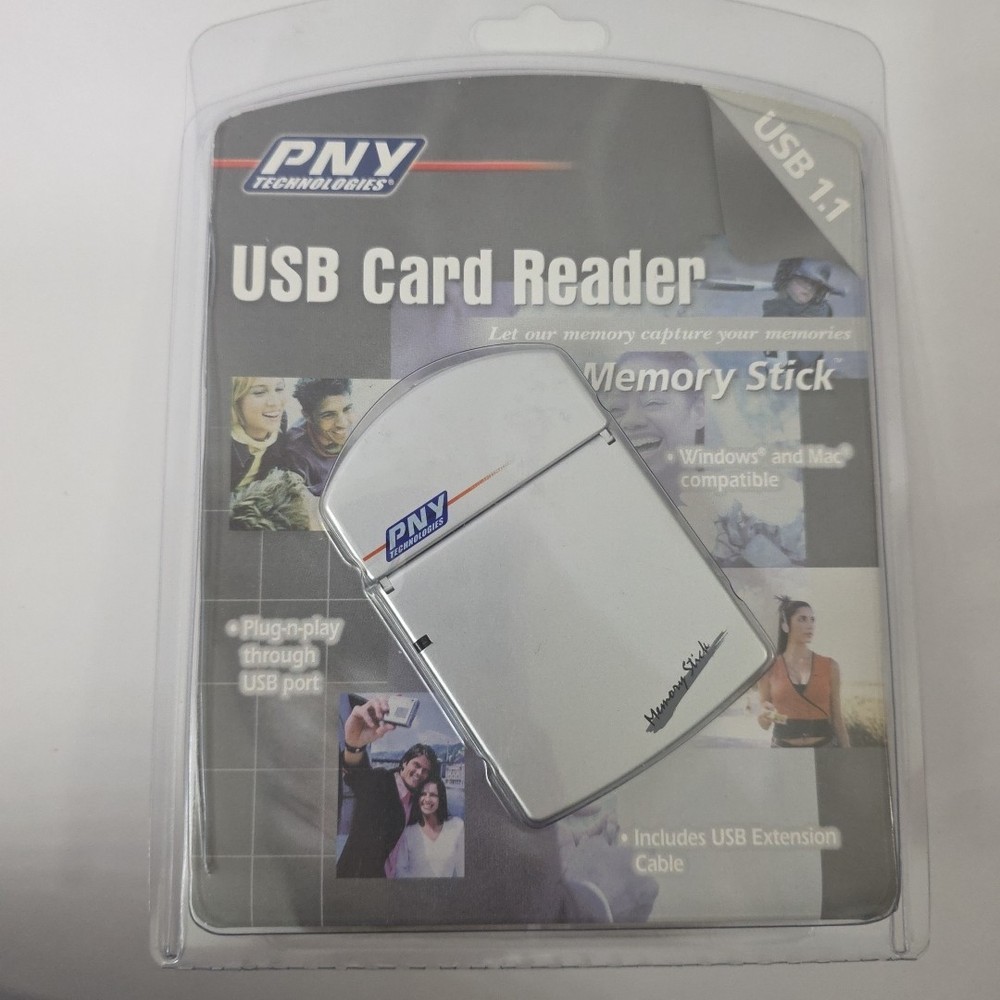 PNY USB Card Reader Memory Stick W USB Extension Cable Plug And Play