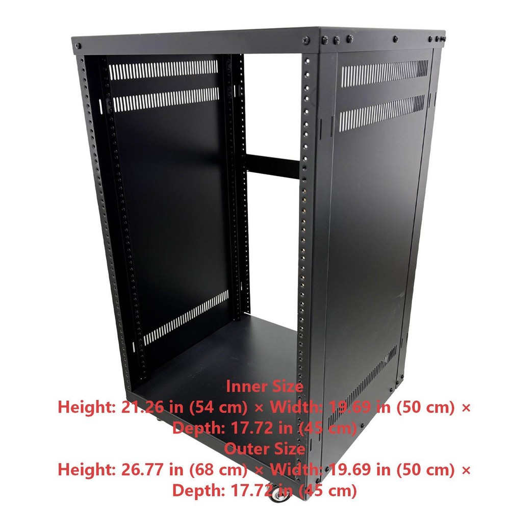 12U Open Frame Server Rack with 4 Casters Mobile Under-Desk Server Stand