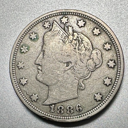 --1886 Liberty Head 'V' Nickel EXTREMELY FINE 5c---+++
