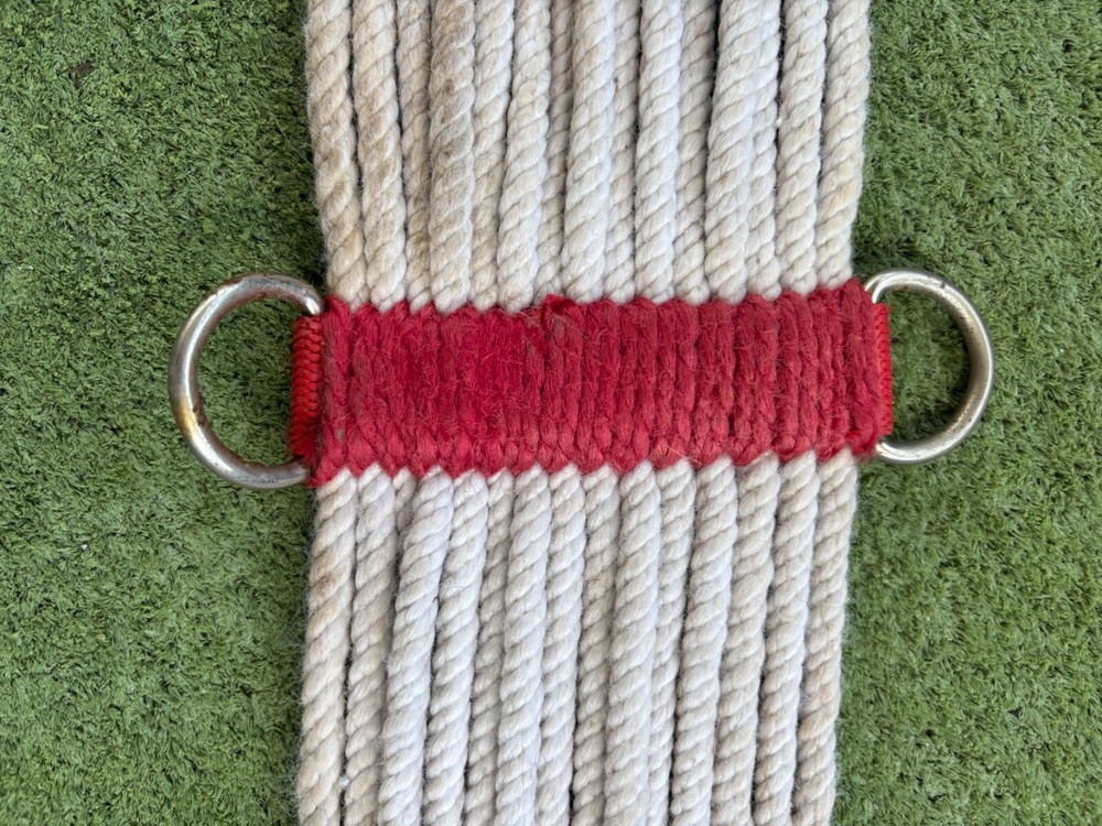 String Western Girth, White with red accents.