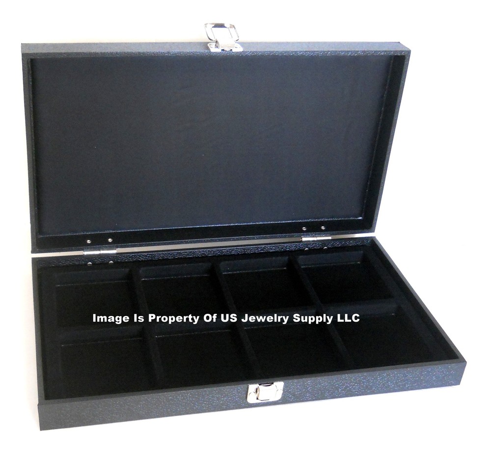 1 Solid Top Lid Black 8 Space Collectors Display Box Case Bangle Pins Medals