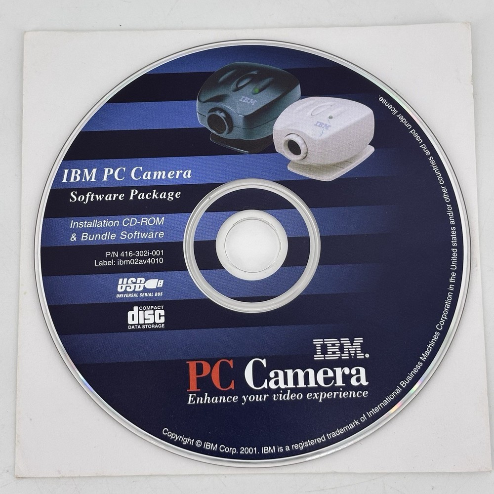 IBM 33L4889 Video Conferencing PC Camera White Snapshot Button USB Cable W Disc